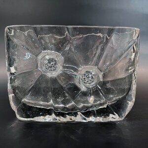 Double Sunburst Ice Crystal Vase Rune Strand Sea Glasbruk 1960s Sweden Signed